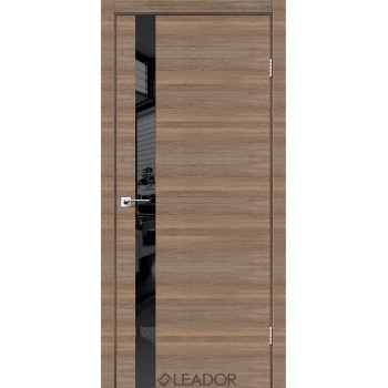 Двери Leador ASTI Glass с черным стеклом (серое дерево горизонтальный)