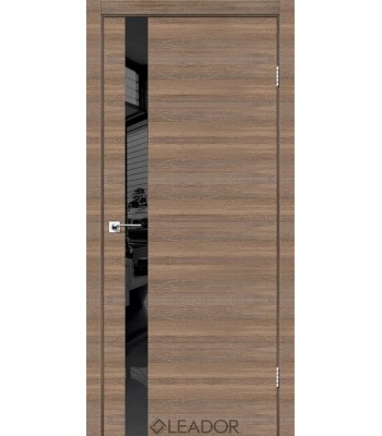 Двери Leador ASTI Glass с черным стеклом (серое дерево горизонтальный)