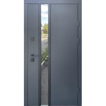 Двері Qdoors Двері Норд метал Антрацит7021 фарба/МДФ біле дерево