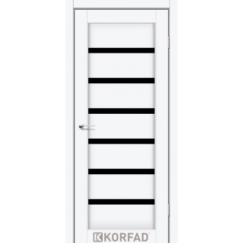 Межкомнатные двери KORFAD PORTO DELUXE PD-01 ясень белый черное стекло