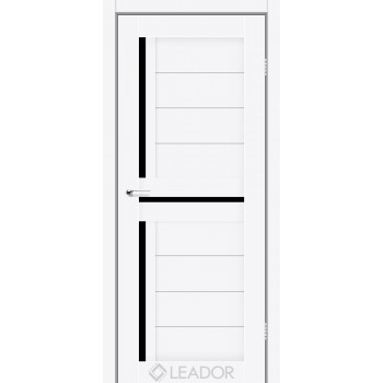 Двери Leador Lazio белый матовый черное стекло