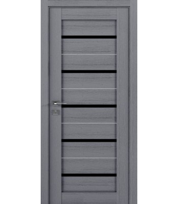 Двери Rodos Modern Lazio каштан серый полустекло черное