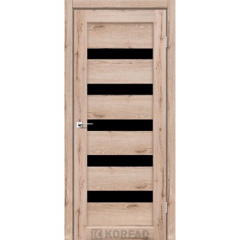 Межкомнатные двери KORFAD Porto PR-03 дуб тобако черное стекло