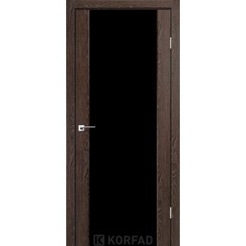 Межкомнатные двери KORFAD SANREMO SR-01 дуб марсала черное стекло