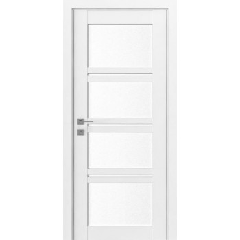 Двери Rodos Modern Quadro каштан белый стекло Сатин